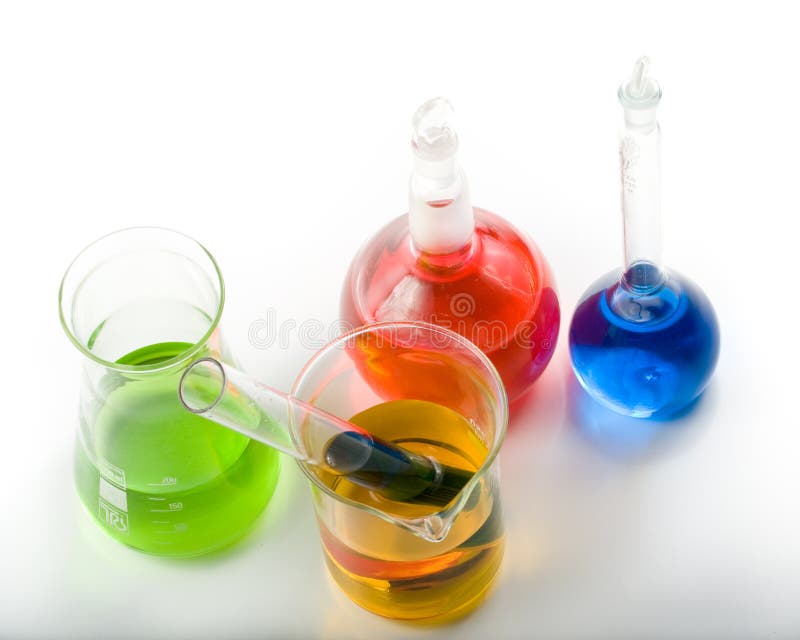 Various colorful flasks