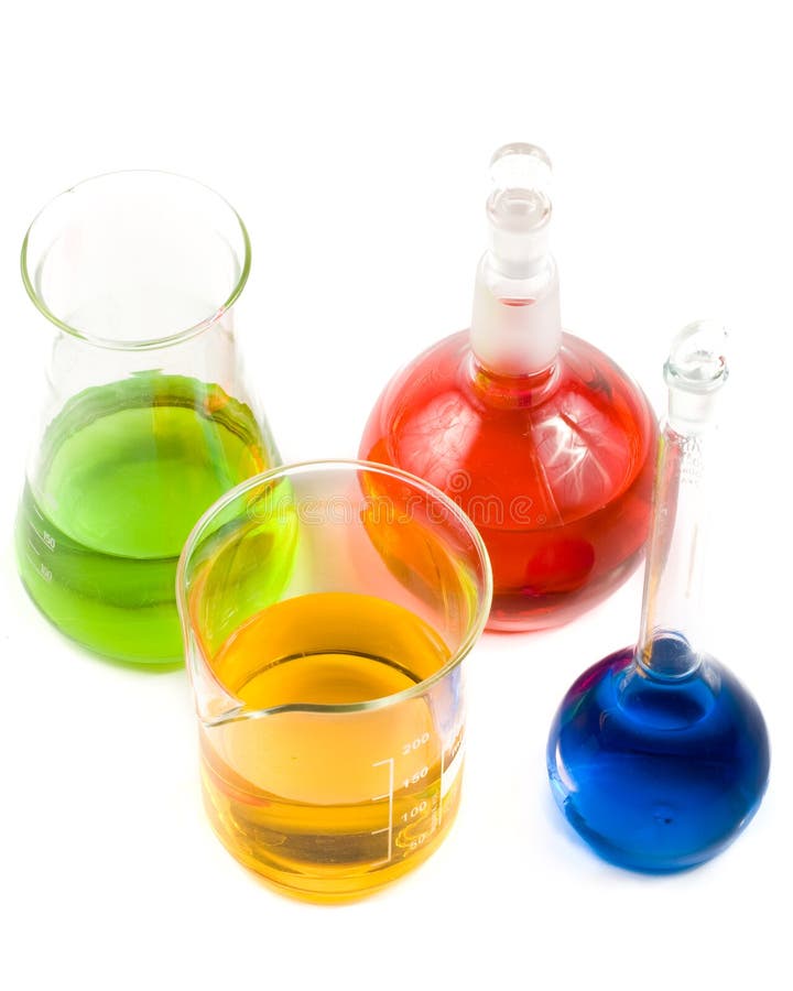 Various colorful flasks