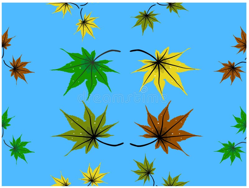 The various colors leafs falling from the sky.It’s seamless wallpaper. vector illustration The various colors leafs falling from the sky.It’s seamless wallpaper. vector illustration