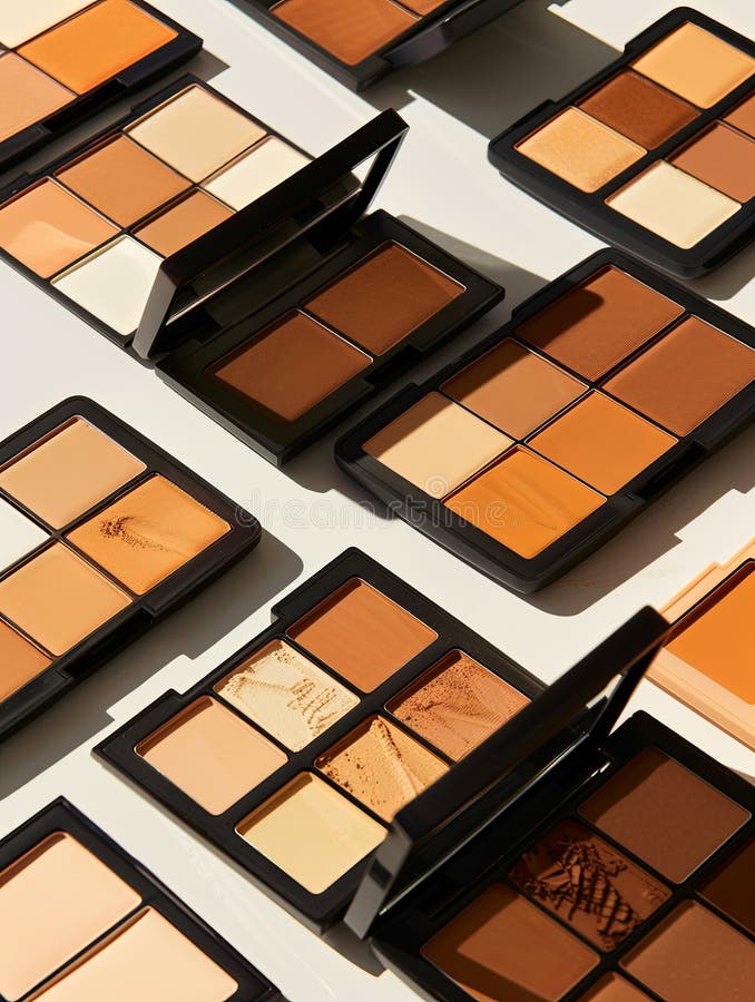 Various contouring and highlighting palettes arranged on a light background. Generative AI stock photo