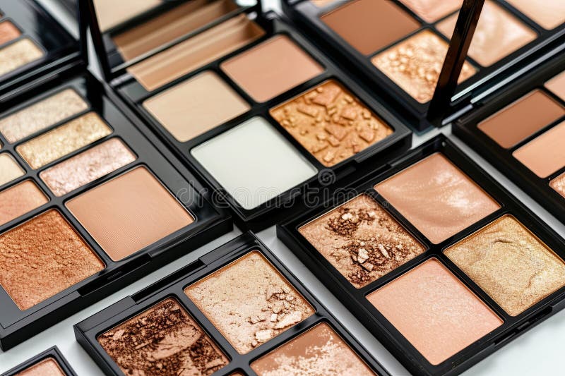 Various contouring and highlighting palettes organized on a light background. Generative AI royalty free stock photos