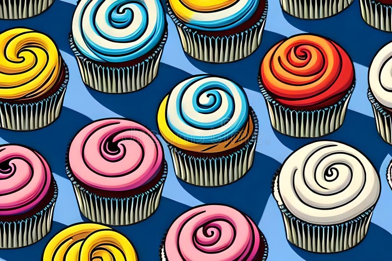 Various Cupcakes of Different Colors Stock Illustration Illustration