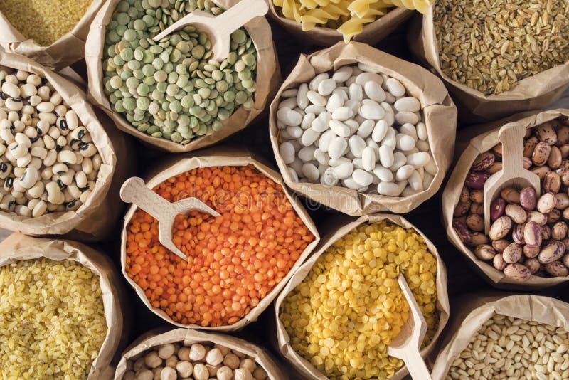 Various Dried Legumes High Angle View Stock Photo Image of grain