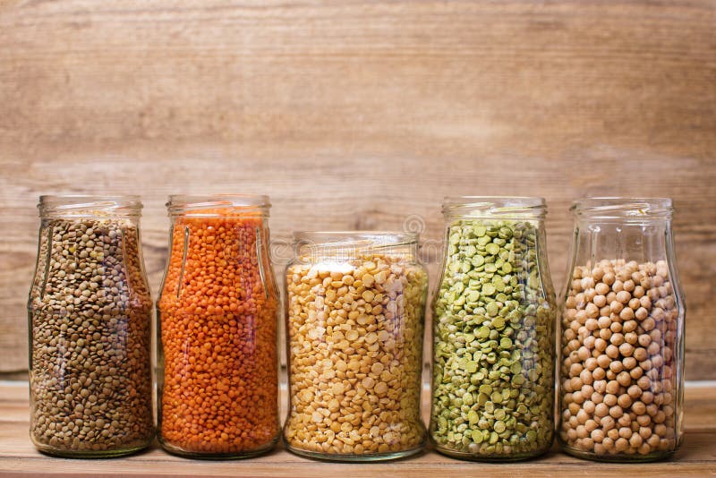 Various Dry Legumes In A Glass Jar Stock Image Image of vegan