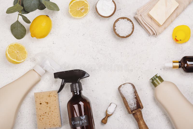 Various eco cleaners stock image. Image of green, soda 240933501