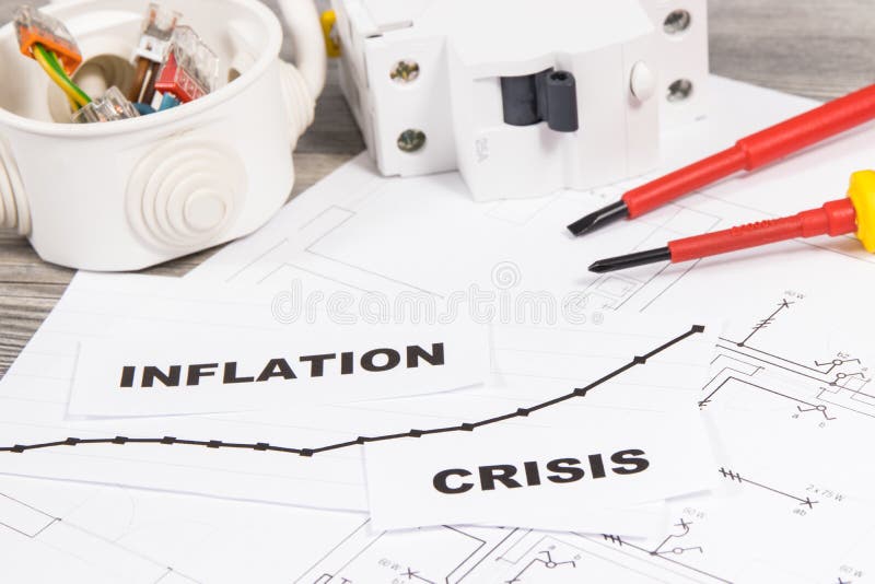 Various Electrical Components, Work Tools, Installation Plan, Inscriptions Inflation and Crisis