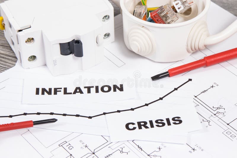Various Electrical Components, Work Tools, Installation Plan, Inscriptions Inflation and Crisis