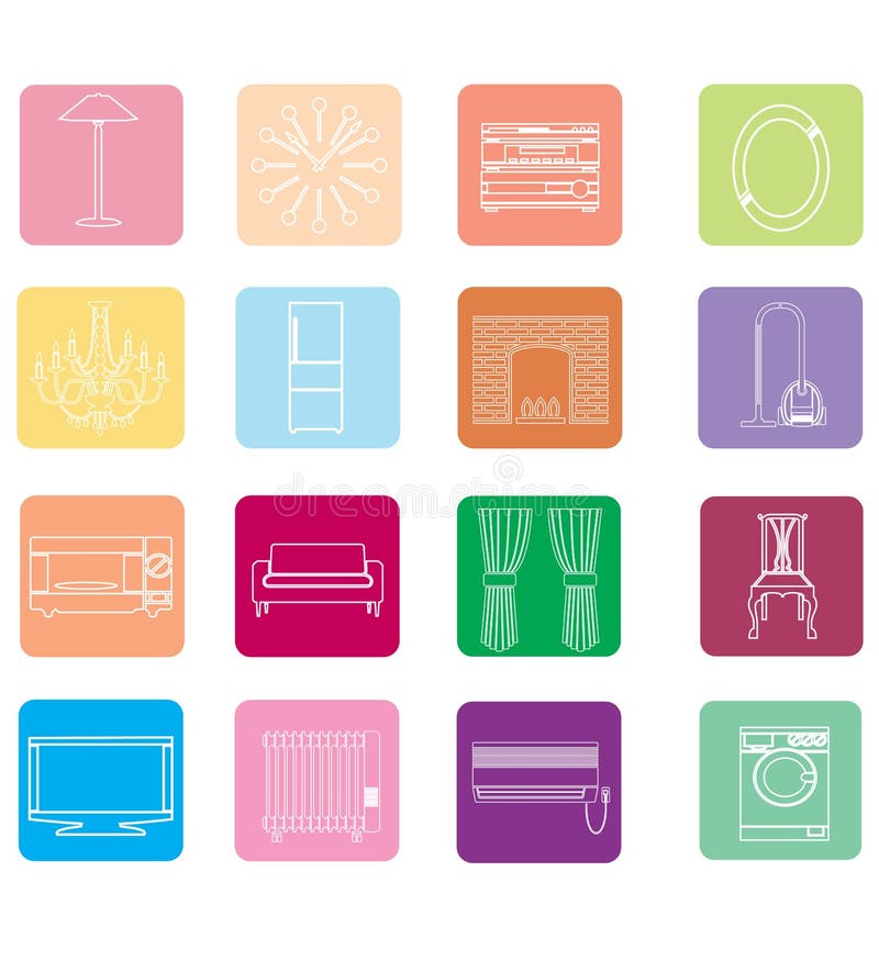Various Elements for the Household Stock Illustration Illustration of