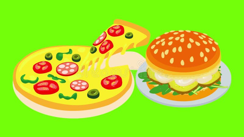 Various fastfood icon animation stock illustration