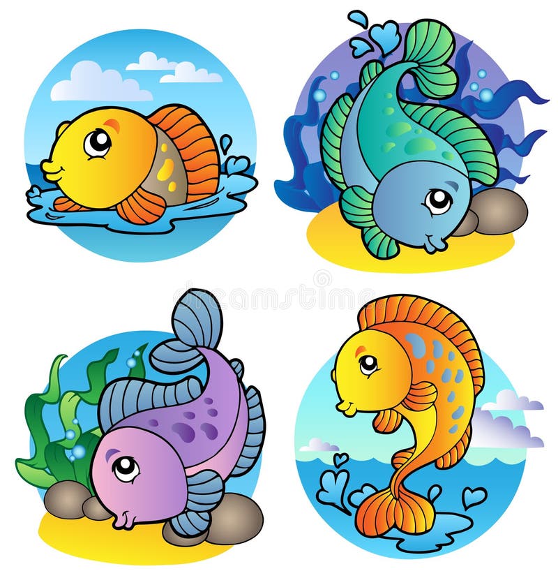 Various freshwater fishes 1 vector illustration