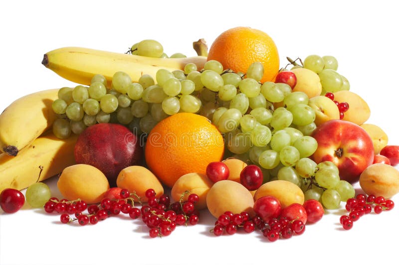 Pile Of Various Fresh Fruits Over White Background Stock Photo, Picture and  Royalty Free Image. Image 46658347.