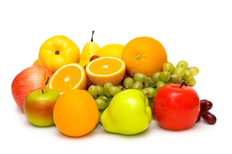 Various fruits isolated on the white background stock image