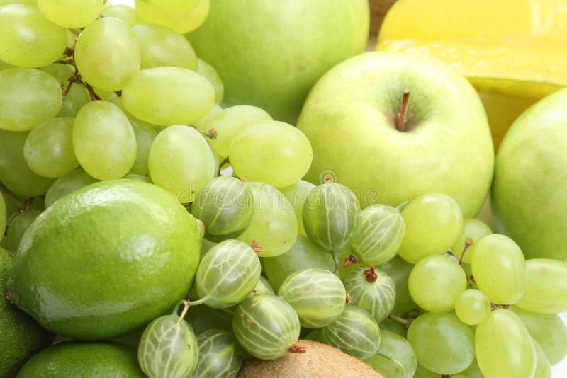 Various green fruits royalty free stock photo