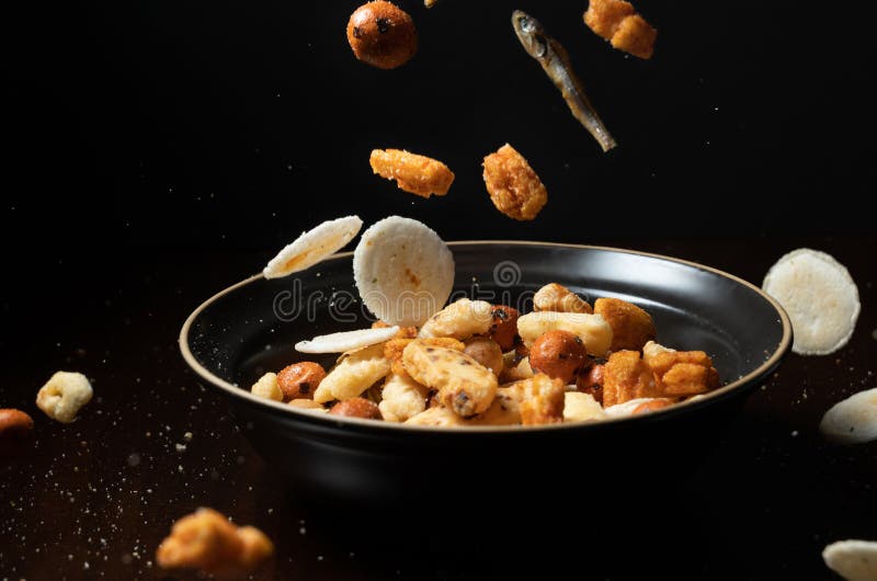 Various Japanese Traditional Snacks with Crackers,dried Fish Etc Stock