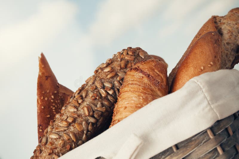 Various kinds of fresh bread. Shallow depth of field. royalty free stock photography