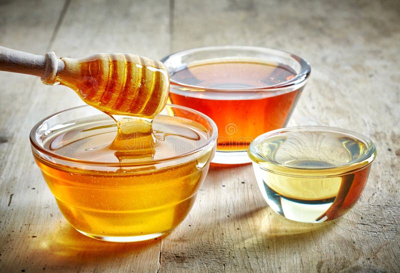 Various kinds of honey royalty free stock photography