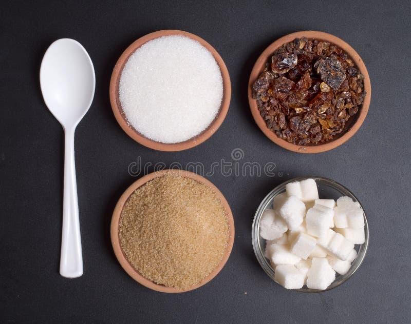 Various kinds of sugar stock photography