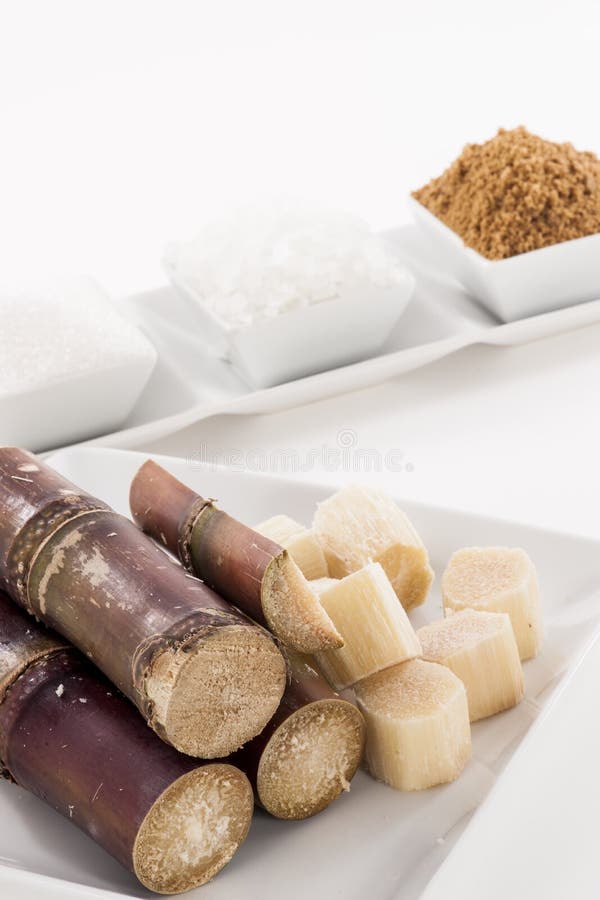 Various kinds of sugar on white background