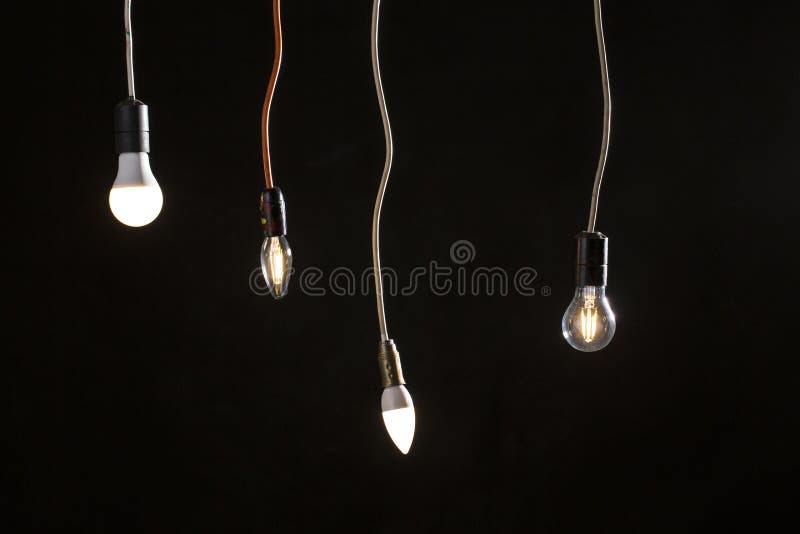 Various Led Lamp on Black Background Stock Image Image of brightness