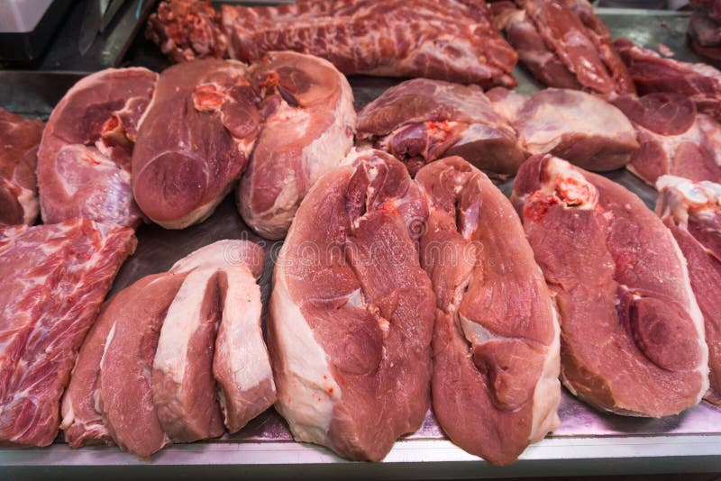 Various meat in a supermarket. meat in shop royalty free stock images