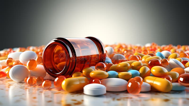 Various medicines multi-color isolated vector illustration