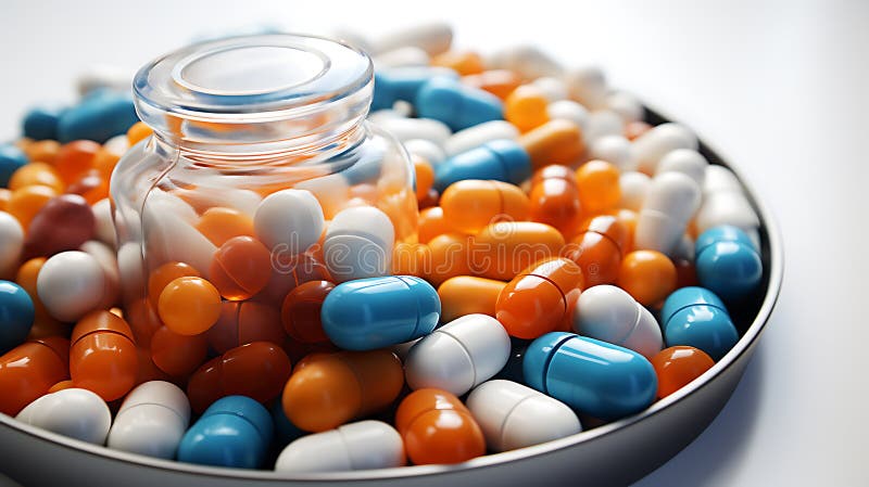 Various medicines multi-color isolated stock illustration