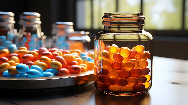 Various medicines multi-color isolated royalty free illustration