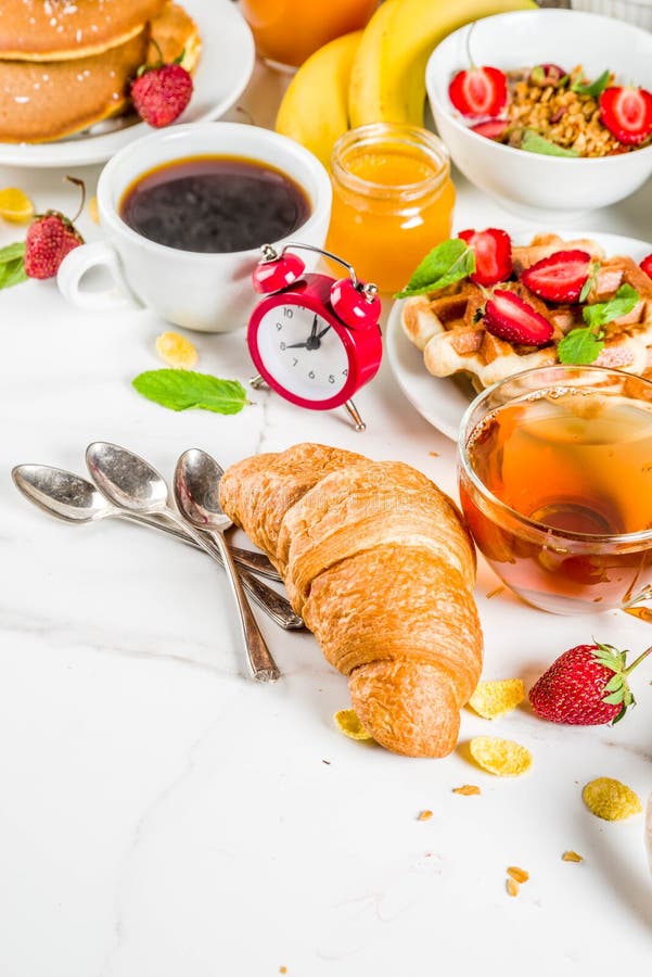 Various Morning Breakfast Food Stock Photo - Image of honey, meal