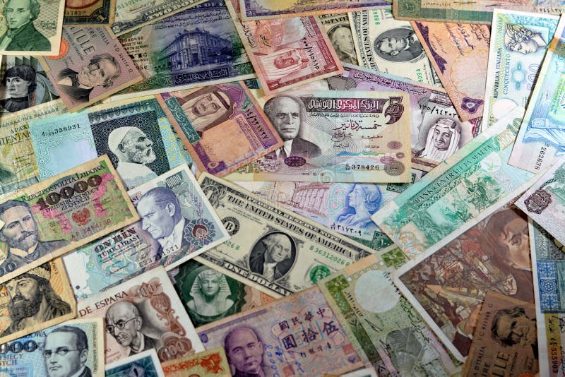 Various Old Cash Money Banknotes from Different Countries of the World ...