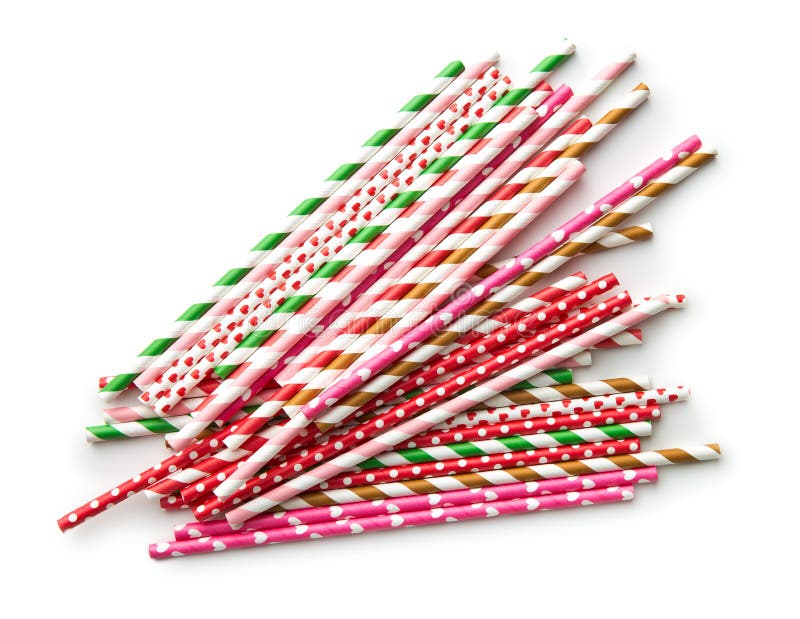 Various paper straws. stock image. Image of isolated 94339121