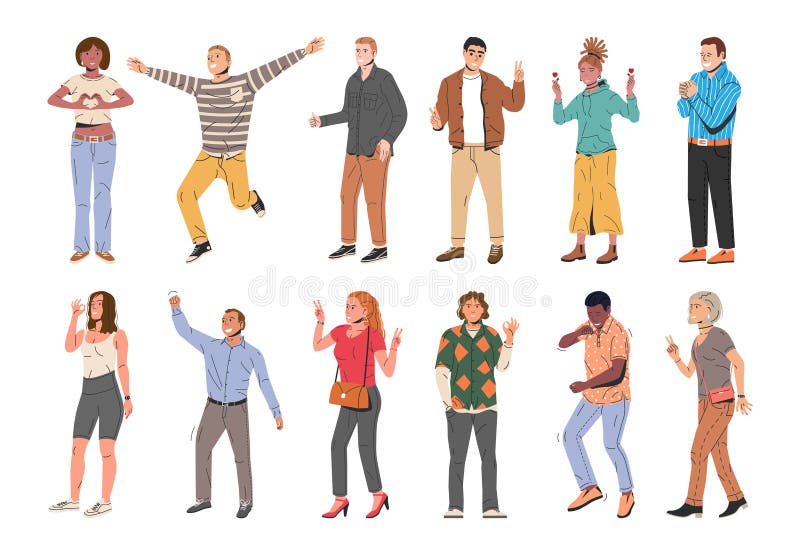 Various People Showing Positive Gestures Stock Vector - Illustration of  smile, language: 240915974