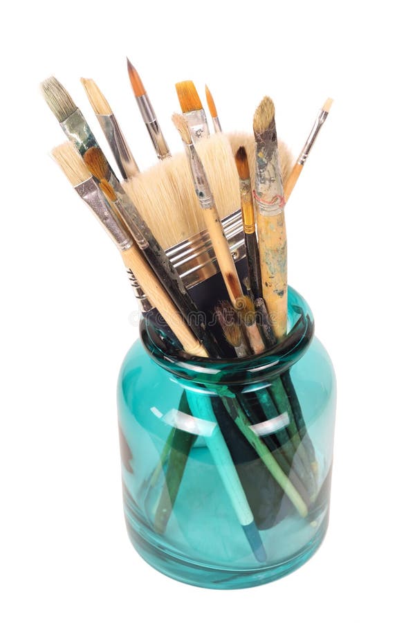 Glass paint and paint brushes