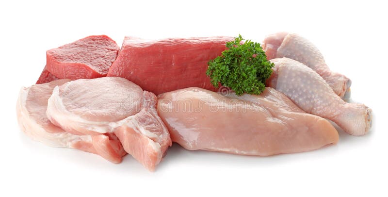 Various raw meats with parsley