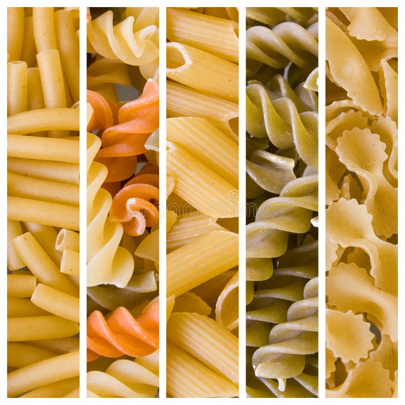 Various raw pasta collage stock photo. Image of dinner 105457840