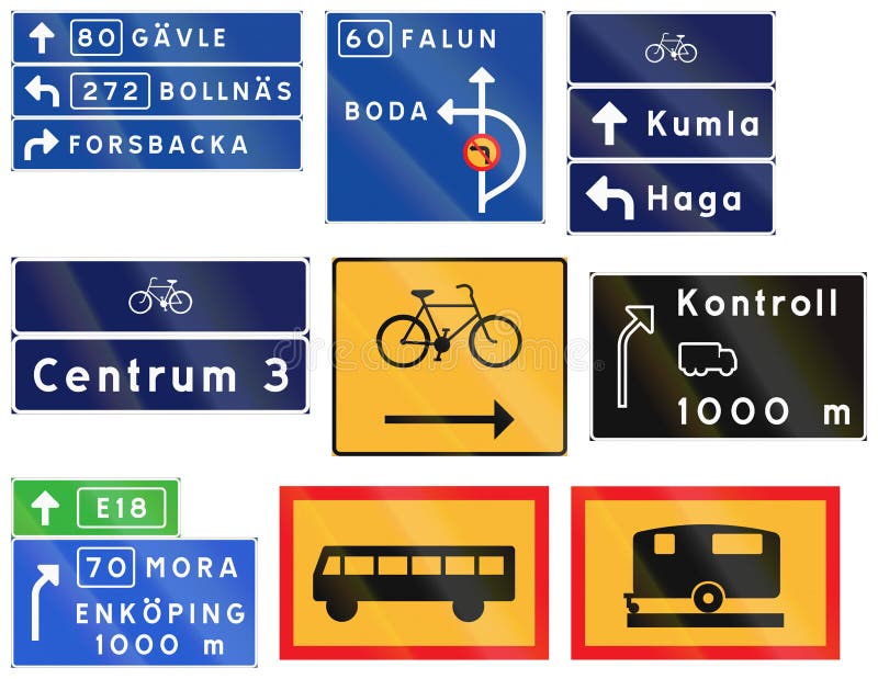 Various Road Signs Used in Sweden Stock Illustration Illustration of arrow, panel 64673767