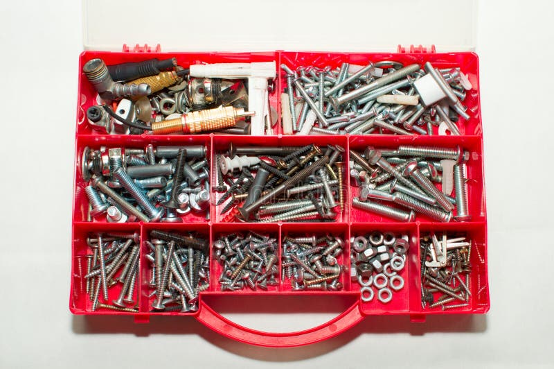 Various Screws in Tool Box stock photo. Image of carpentry 38767040