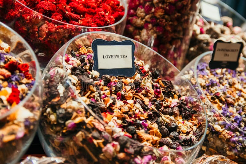 Various Selection of Tea Leaves in Market Stock Image Image of pepper