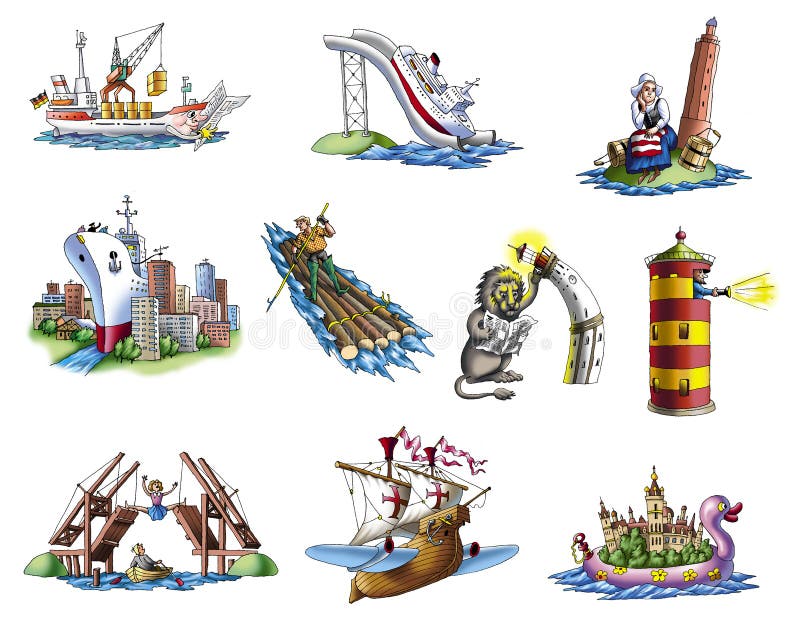 Various ships_4 vector illustration