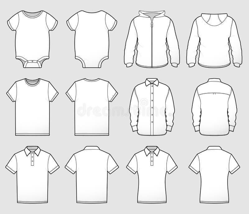 Various Shirt Templates Front and Back Stock Illustration ...