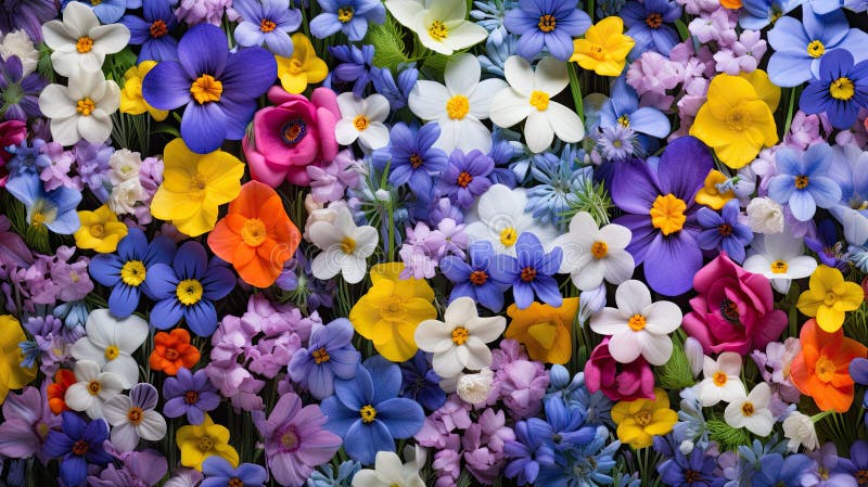 Various Spring Flowers Background Stock Illustration - Illustration of ...