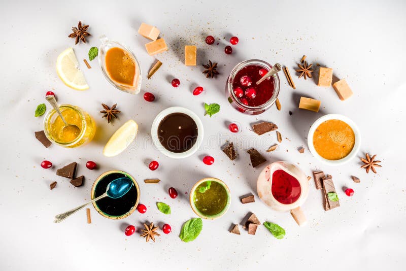 Various sweet sauces stock photos Various sweet sauces stock photos