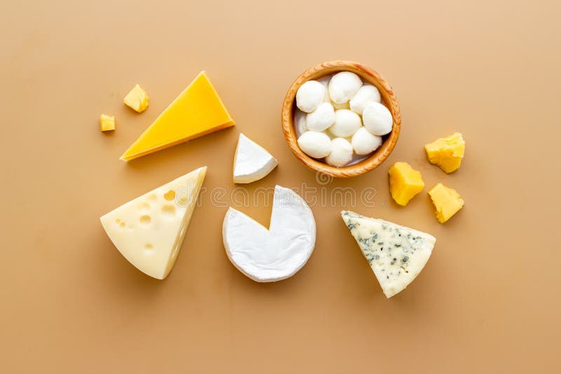 Various Types of Cheese Brie and Blue Cheese with Parmesan Stock