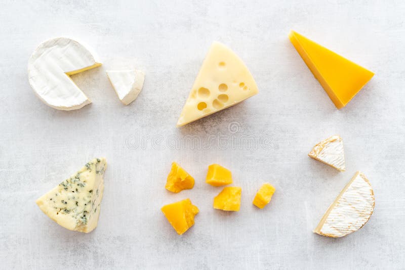 Various Types of Cheese Brie and Blue Cheese with Parmesan Stock Image Image of assortment