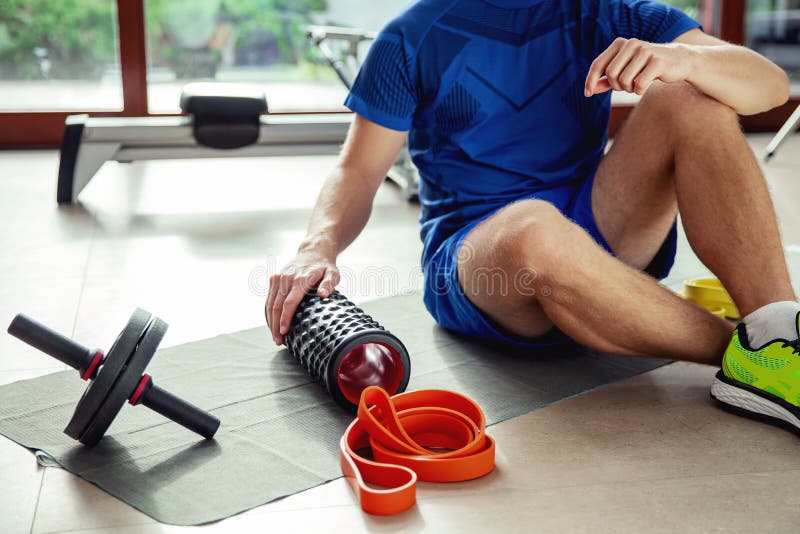 Various Types of Exercise Equipment on the Floor Stock Photo - Image of ...