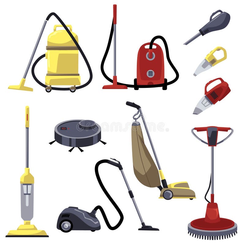 Handheld Vacuum Cleaner or Mini Washer Flat Cartoon Vector Illustration