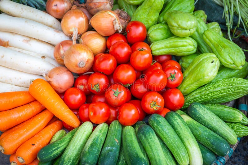 Various vegetables on market in asia royalty free stock photo