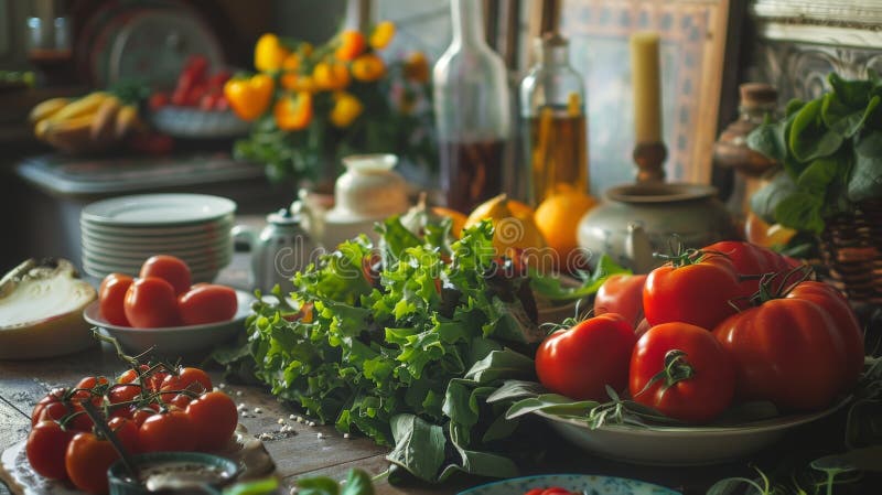 Various vegetables spread out on the table royalty free stock image