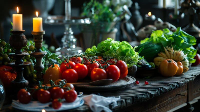 Various vegetables spread on the table stock photography