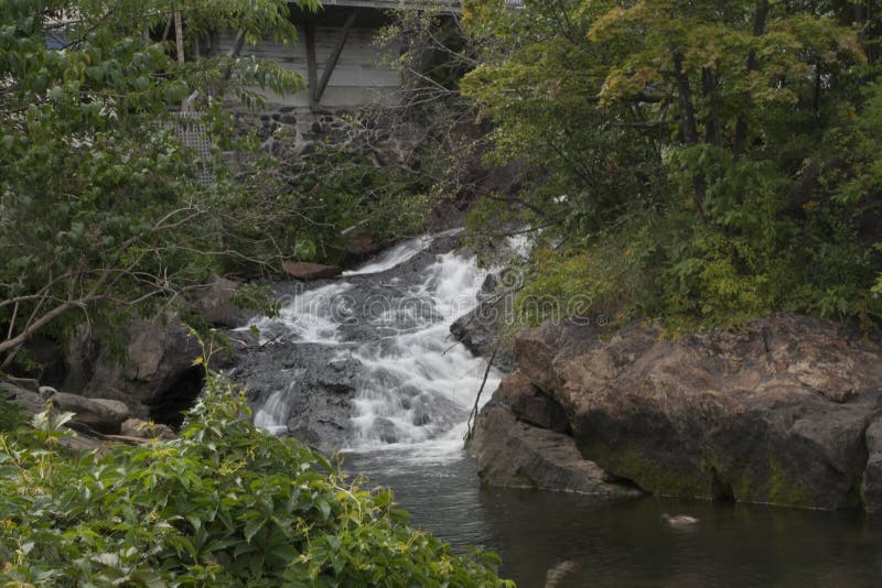 Megunticook Falls at Camden, Maine in Summer Stock Photo Image of