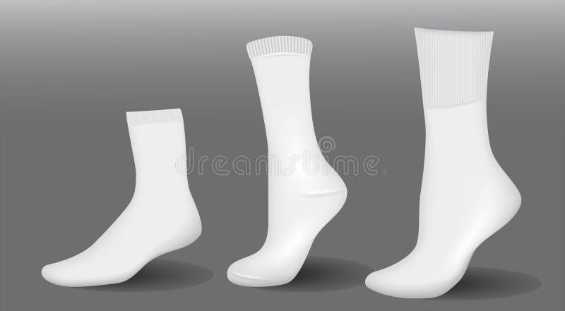 Various White Socks Foot Wear Mockup Isolated 3D Illustration. Stock ...